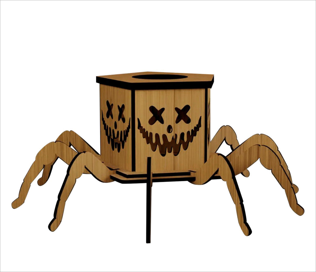 Spider Wooden Candle Holder
