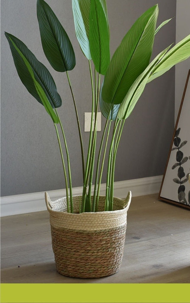 Woven Rattan Seagrass Home Garden Storage Flower Baskets