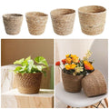 Durable Straw Rattan Garden Plant Decor Basket Pot