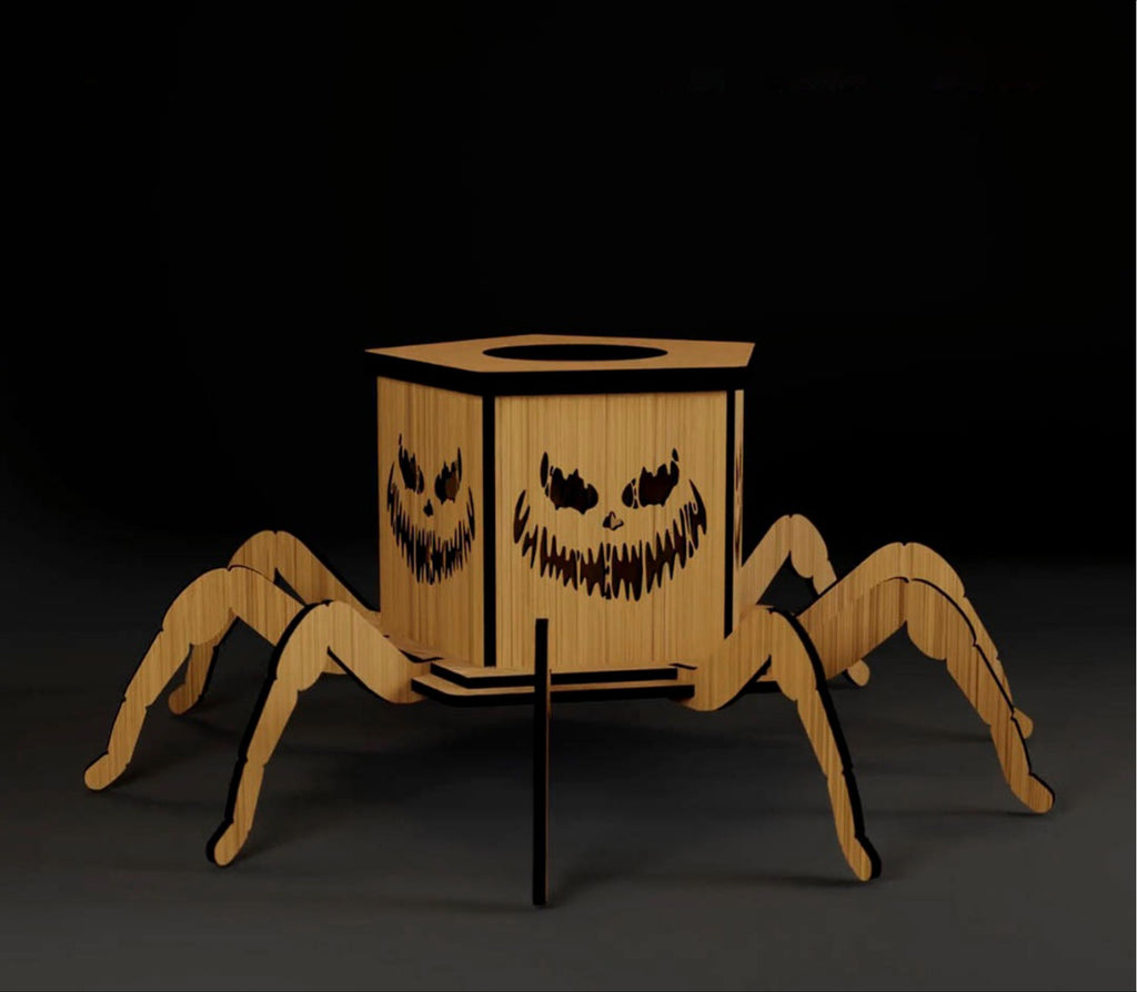 Spider Wooden Candle Holder
