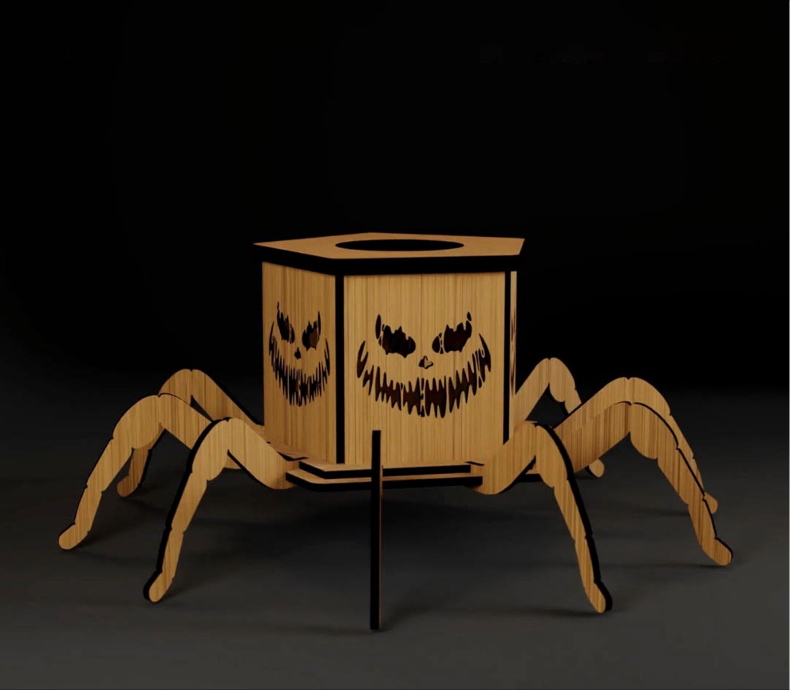 Spider Wooden Candle Holder