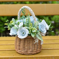 Round Rattan Basket Floral Bouquet Gift Decor Container
