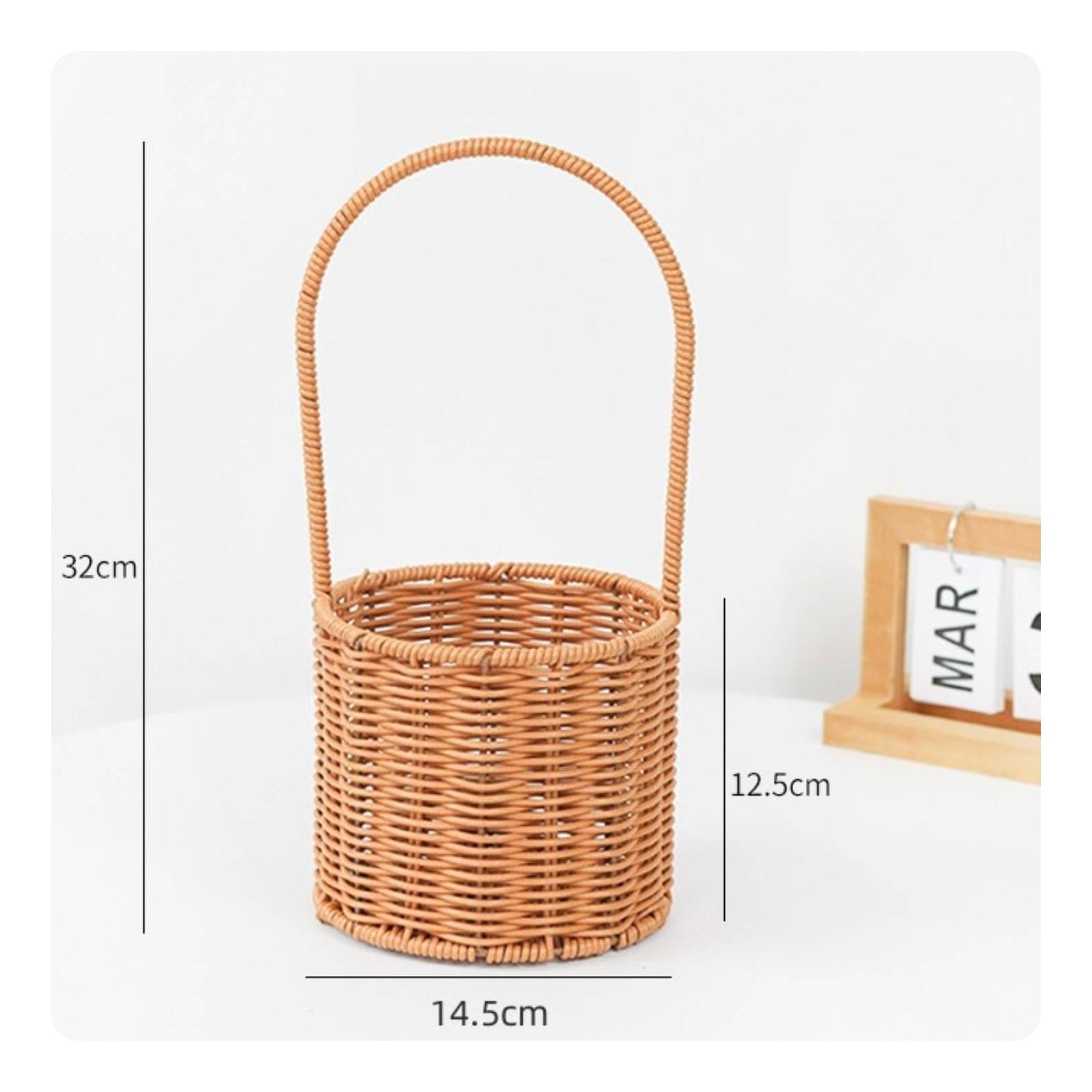 Handwoven Rattan Storage Basket Home Shelf Decor