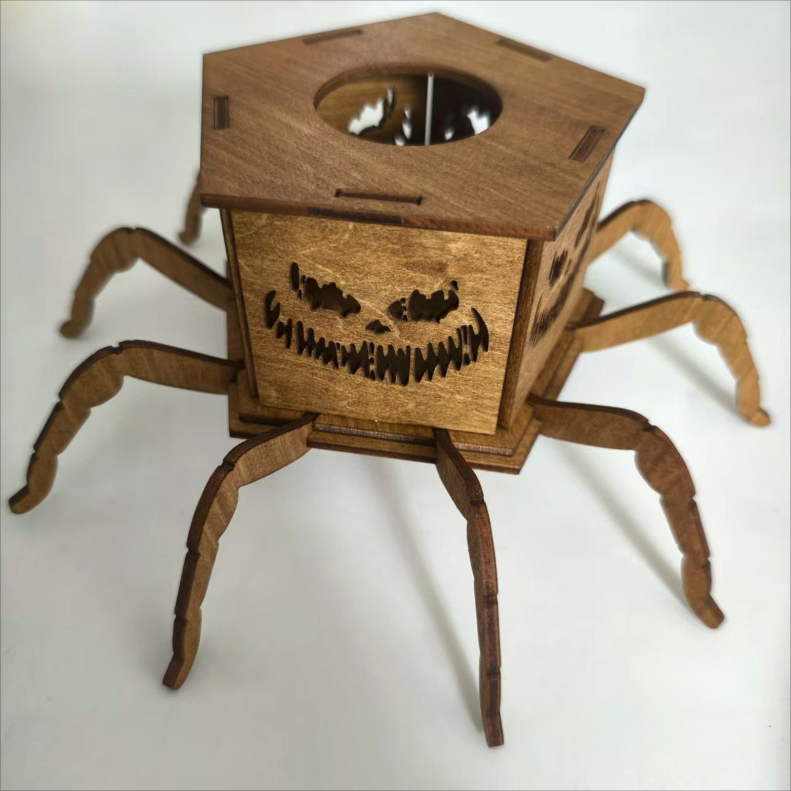 Spider Wooden Candle Holder