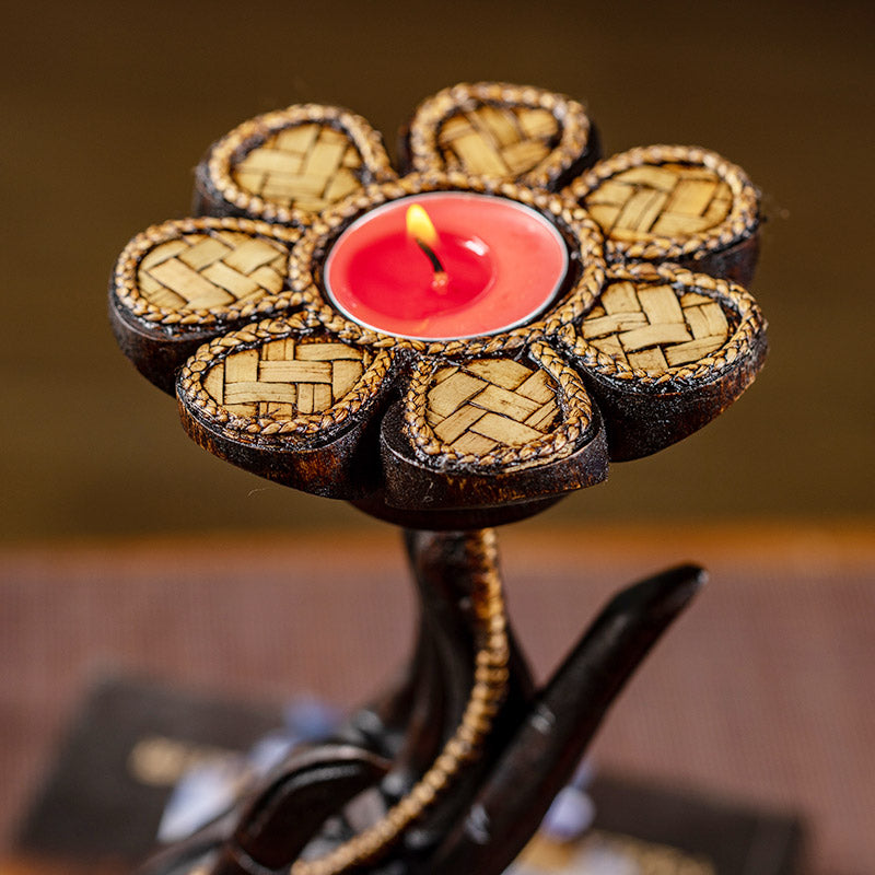 Solid Wood Aroma Candlestick Dinner Decor