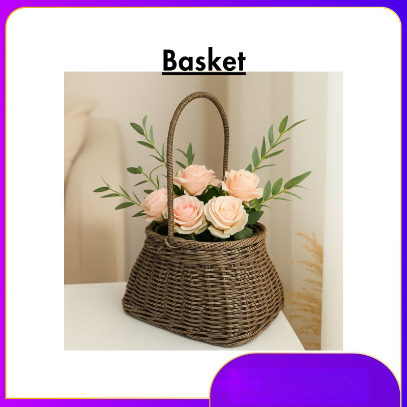Boho Rattan Floral Gift Storage Decor Basket Pot