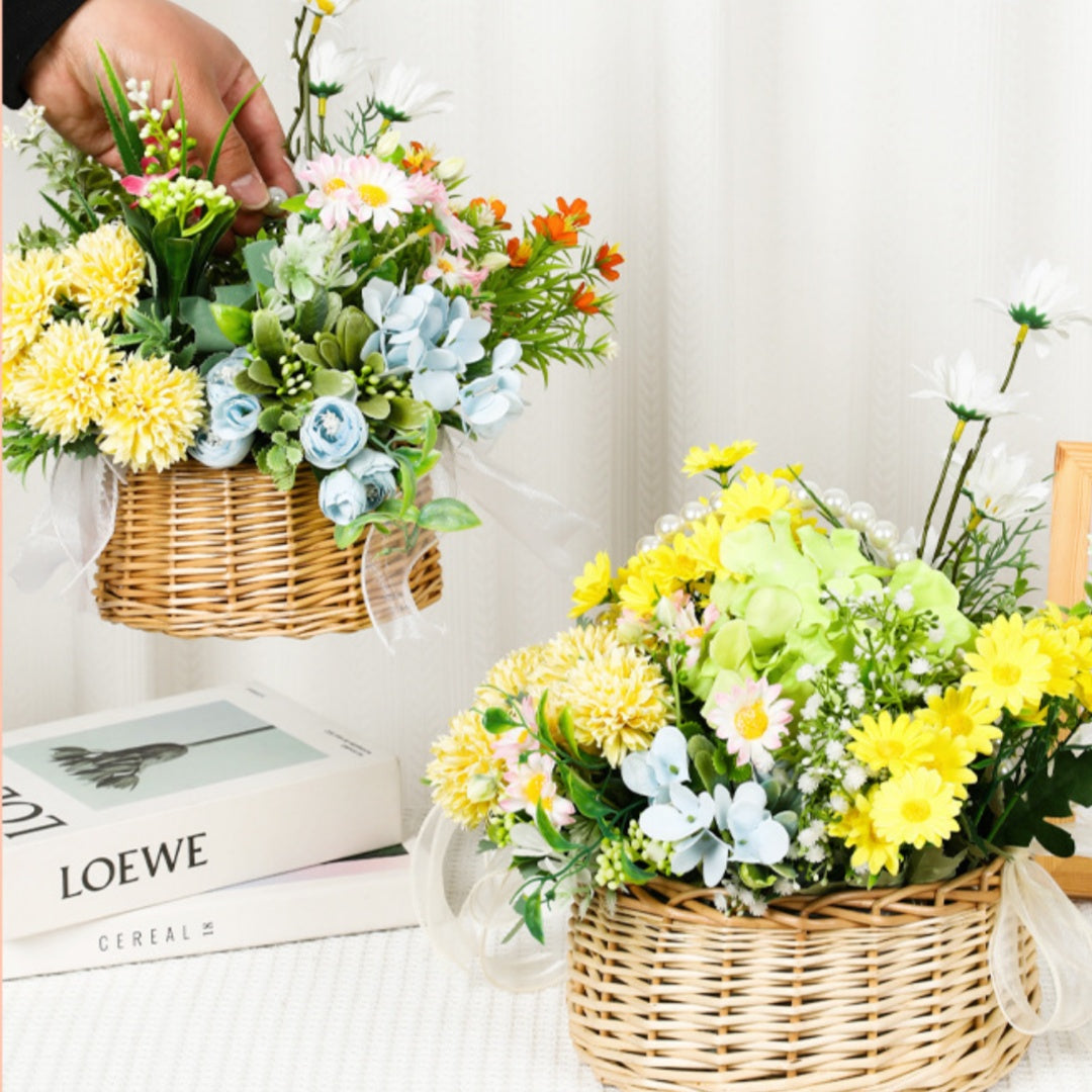 Scandinavian Boho Rattan Wedding Floral Gift Storage Basket