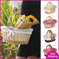 Rustic Multicolor Wicker Handled Picnic Storage Basket