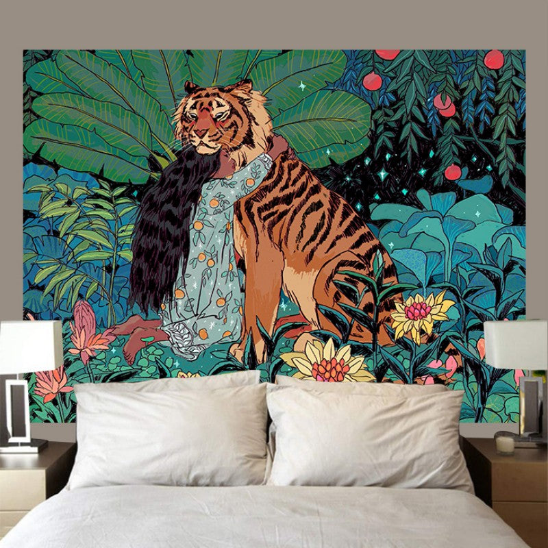 Bohemian Tiger Wall Tapestry Sofa Aesthetic Home Decor