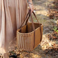 Handled Rattan Basket Kitchen Laundry Storage Organizer