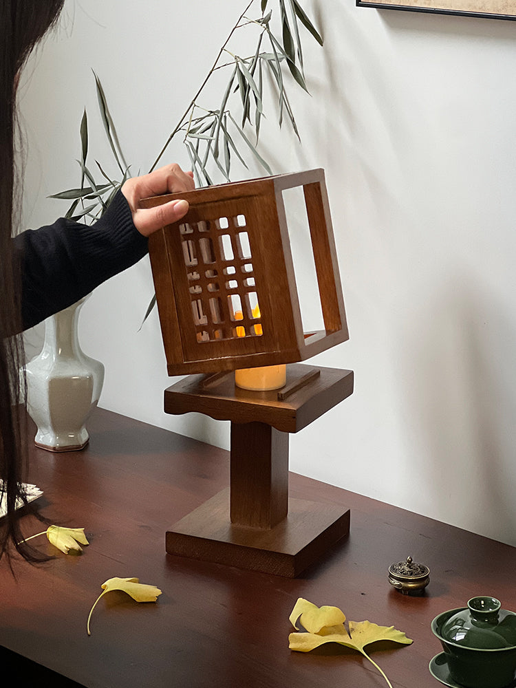 Zen Aesthetic Walnut Wood Incense Candle Holder