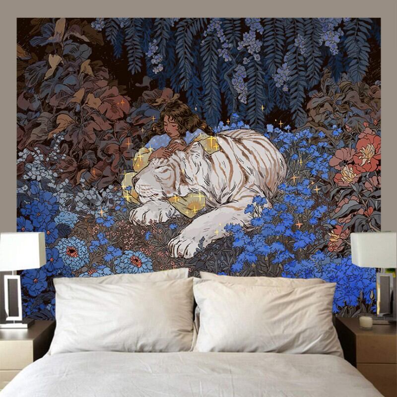 Bohemian Tiger Wall Tapestry Sofa Aesthetic Home Decor