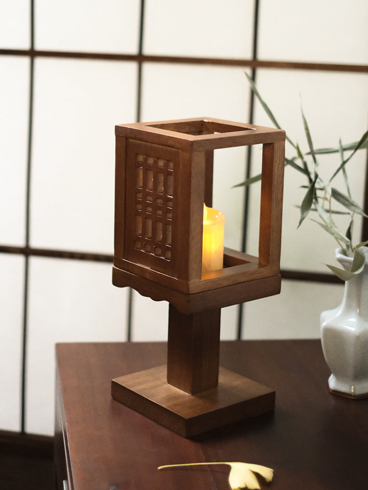 Zen Aesthetic Walnut Wood Incense Candle Holder