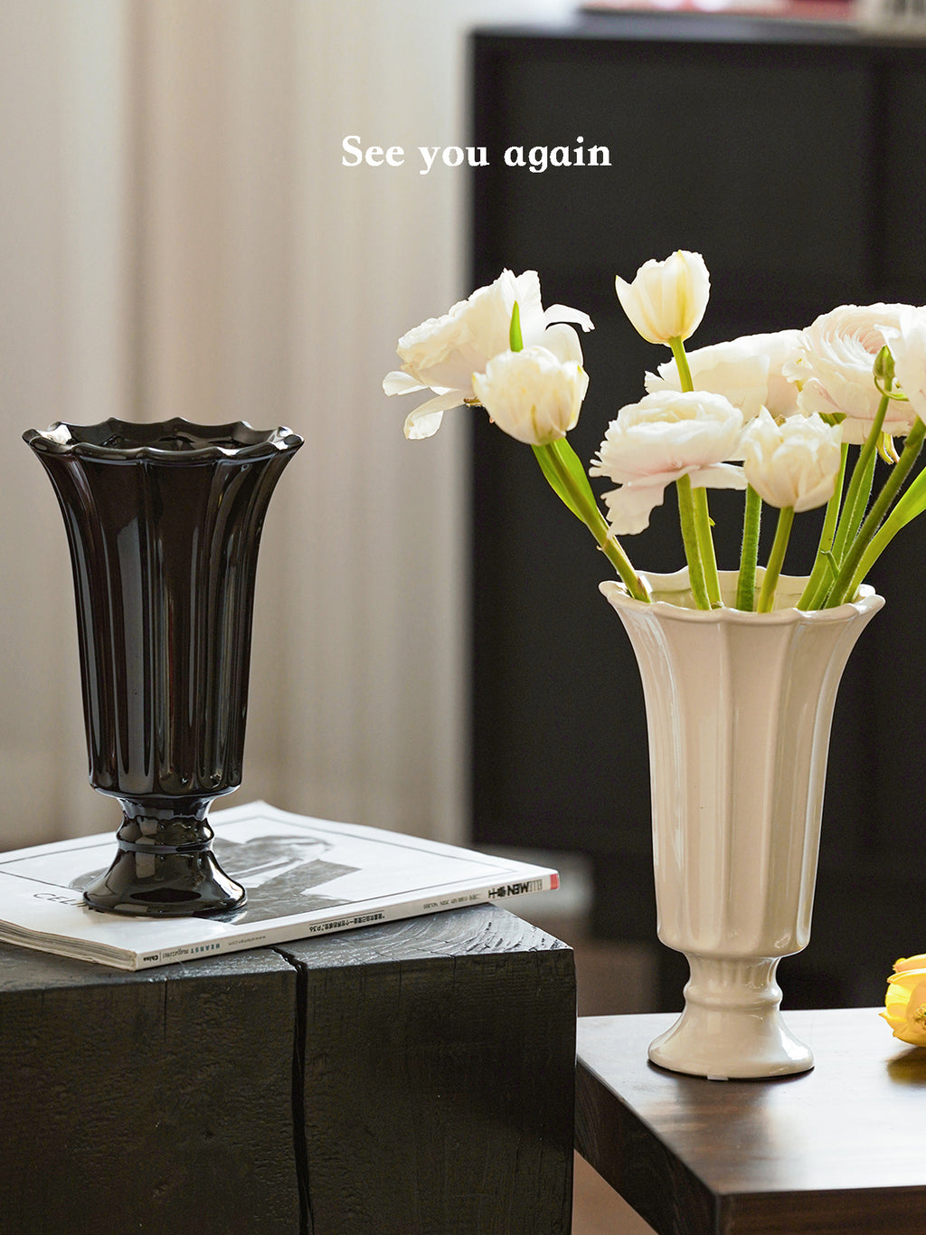 Vintage Ceramic Vase Wide Mouth