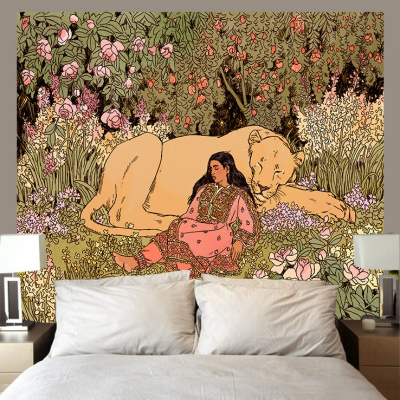 Bohemian Tiger Wall Tapestry Sofa Aesthetic Home Decor