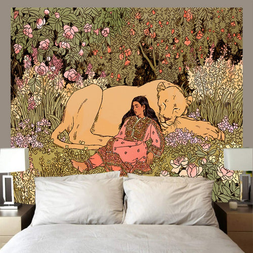 Bohemian Tiger Wall Tapestry Sofa Aesthetic Home Decor