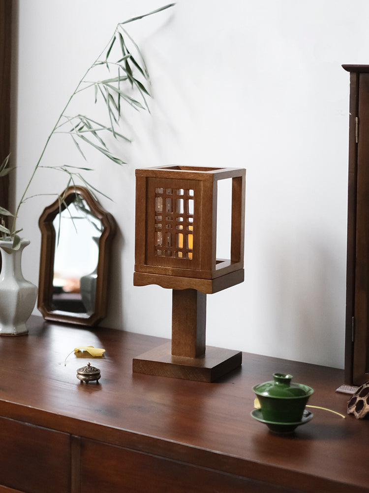 Zen Aesthetic Walnut Wood Incense Candle Holder