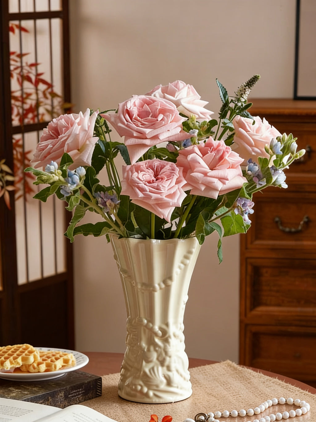 French Relief Ceramic Vase Large Home Luxury Decor