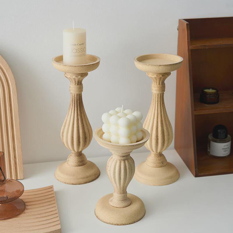 Vintage Nordic Style Wooden Candle Holder
