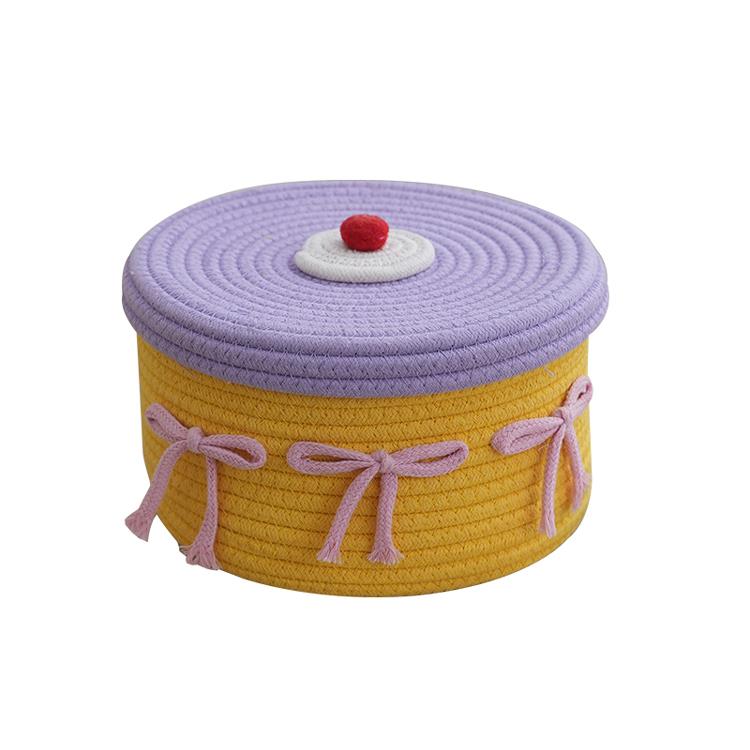 Cute Cotton Yarn Woven Dustproof Storage Decor Basket