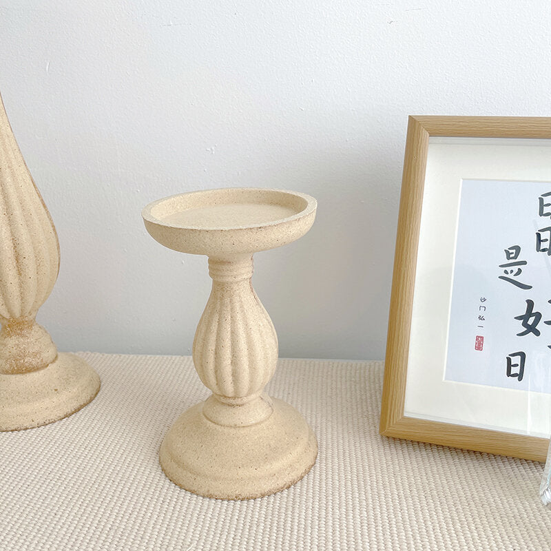 Nordic Style Roman Column Wooden Candle Holder