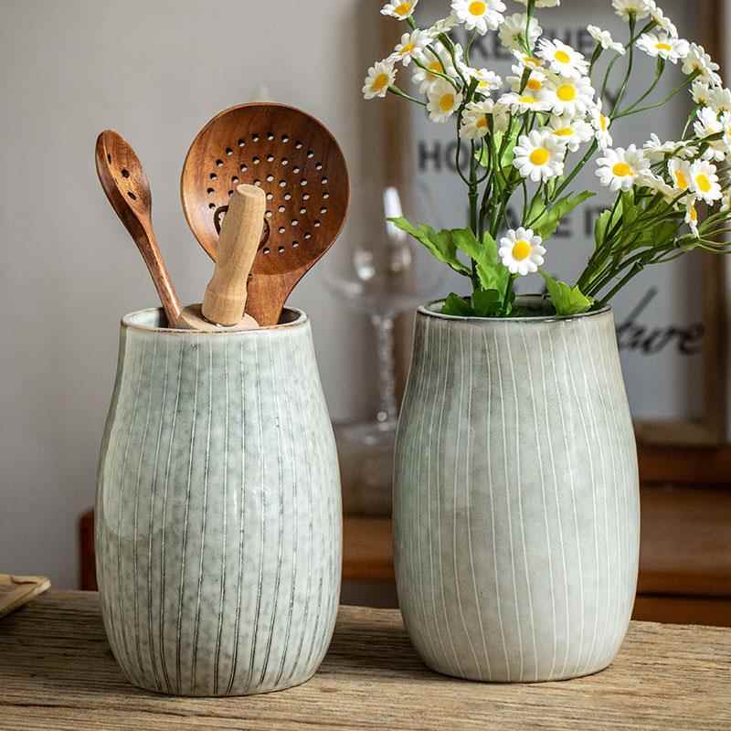 Retro Ceramic Wide Belly Flower Vase