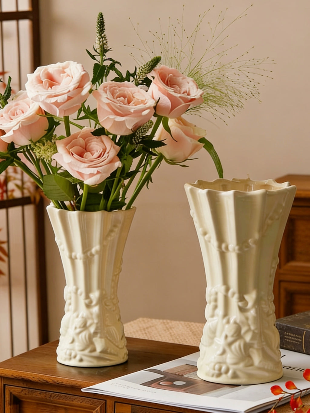 French Relief Ceramic Vase Large Home Luxury Decor