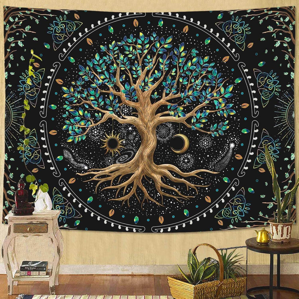 Vintage Indian Tree Bird Boho Wall Tapestry Decor