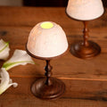 Walnut Wooden Candlestick with Light Permeable Decor