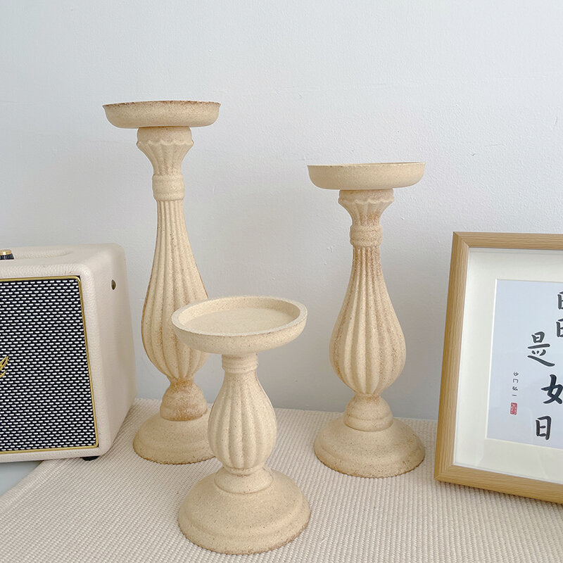 Nordic Style Roman Column Wooden Candle Holder