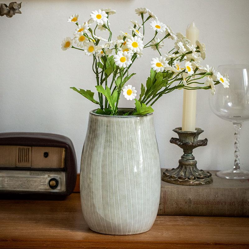 Retro Ceramic Wide Belly Flower Vase