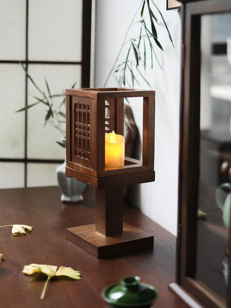 Zen Aesthetic Walnut Wood Incense Candle Holder