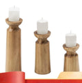 3PCS Natural Wooden Candle Holders