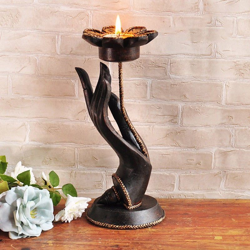 Solid Wood Aroma Candlestick Dinner Decor