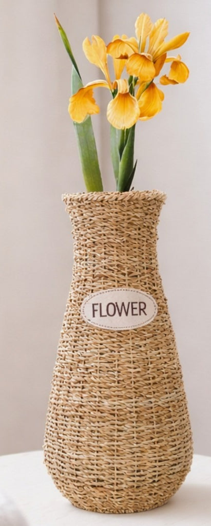 Natural Seagrass Woven Plant Storage Wood Basket Decor